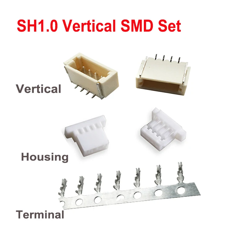 10sets 1.0mm 1.25mm 1.5mm 2.0mm 2.54mm Pitch SH/JST/ZH/PH/XH Vertical/Horizontal SMD Header + Housing + Terminal Set Connector