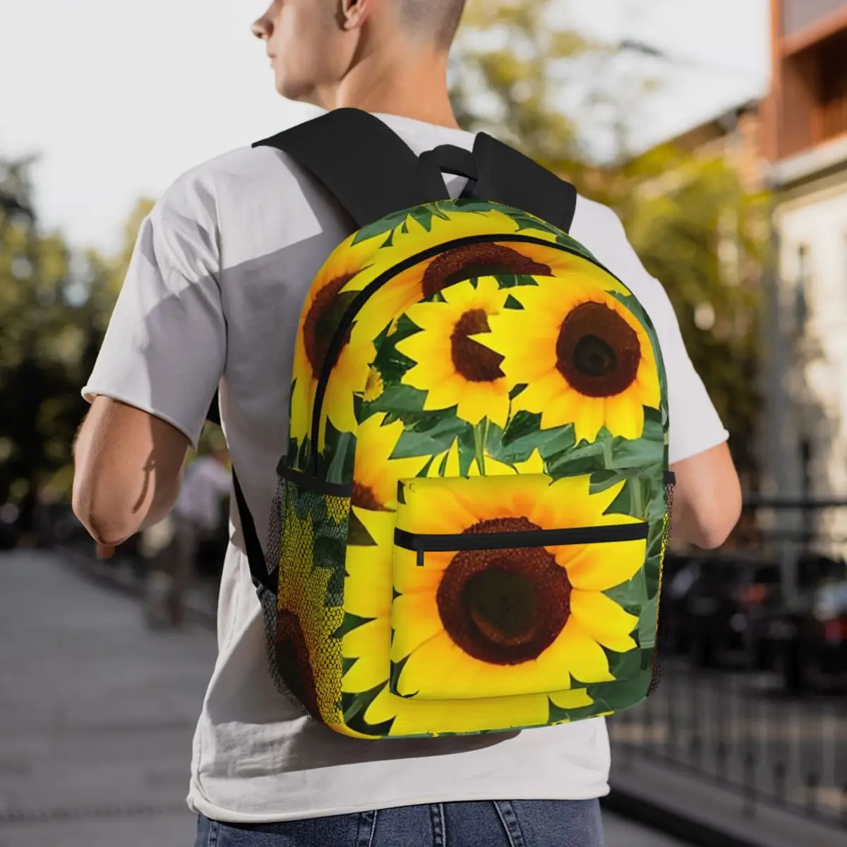 

Sunny Bright Yellow Sunflowers Backpack Daypack Large Capacity Children BookBag School Bag Shoulder Bags for Men Women