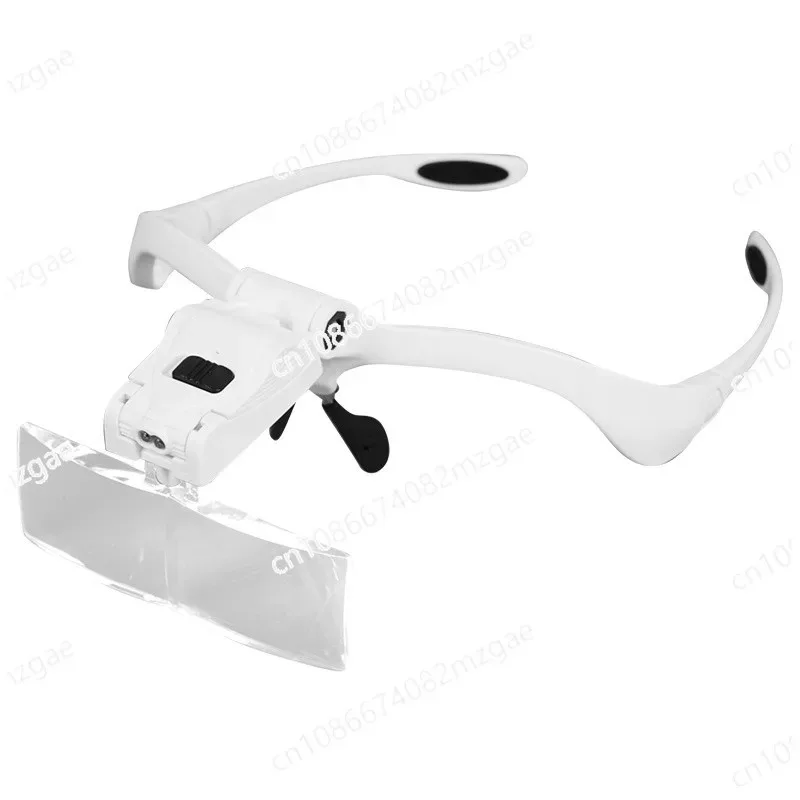 Magnifying glass head-mounted device with LED for eyelash grafting, blackhead extraction, suitable for beauty and reading