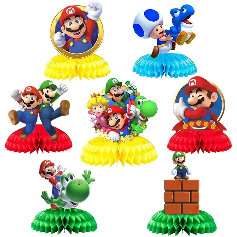 

Super Mario Bros Birthday Party Ornament Anime Luigi Yoshi Action Figures Desktop Decoration for Boy Girl Party Supplies