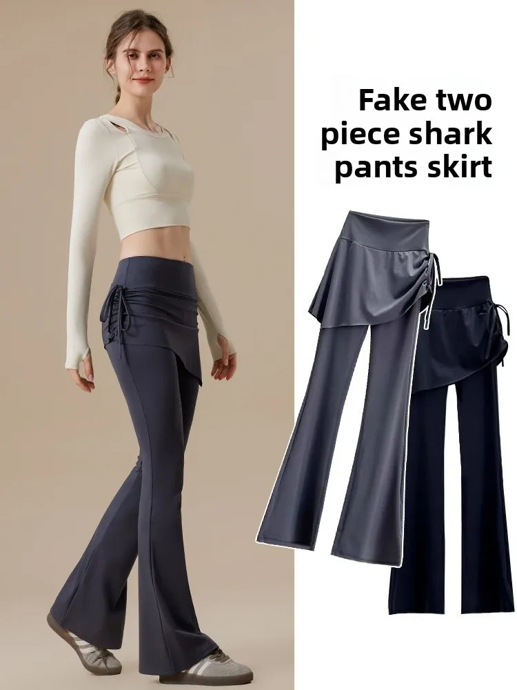 

High Waist Wide Leg Yoga Pants Women's Fitn Sports Trousers Micro Flared Outerwear plus Size Comfortable Nylon Fabric