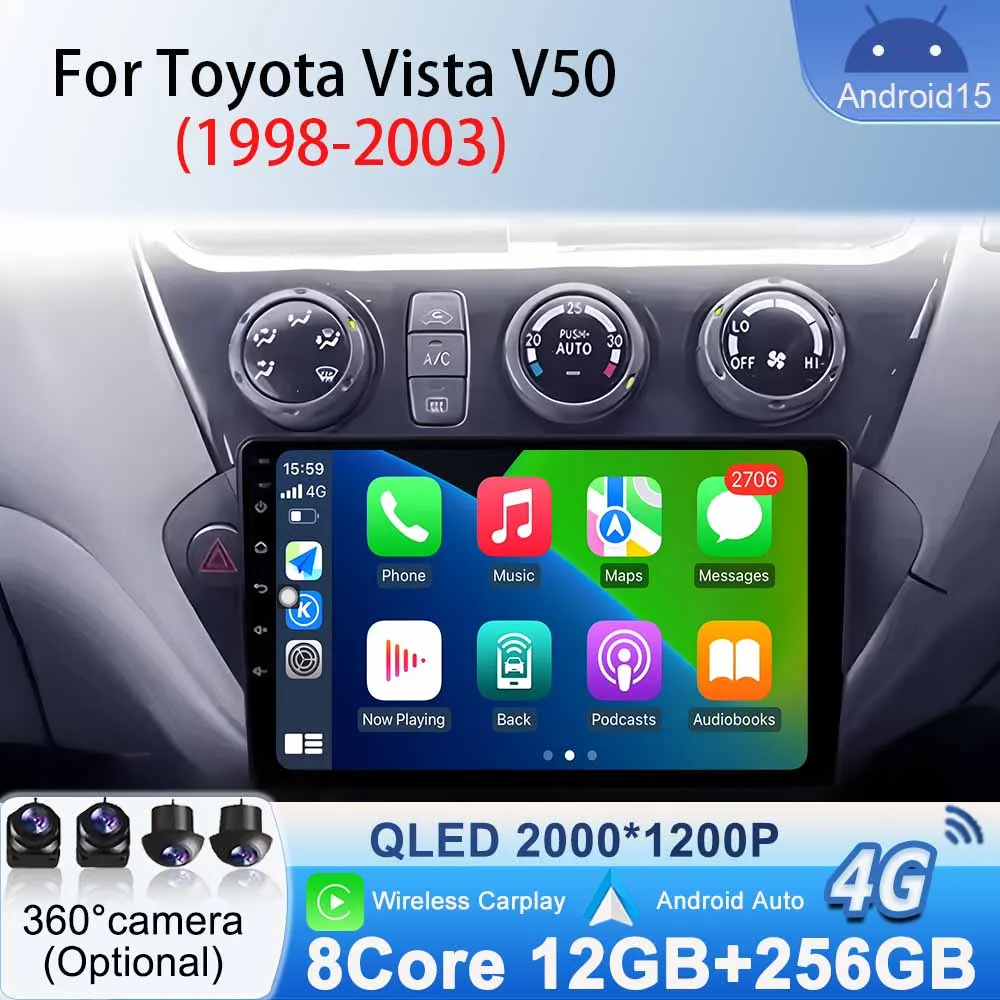 

Right hand drive Car Radio for Toyota Vista V50 1998 - 2003 Carplay Auto Multimedia Video DSP Player GPS Navigation Stereo WiFi