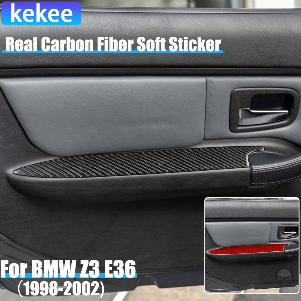 

Real Carbon Fiber Car Accessories Door Armrest Panel Trim Decorative Cover Soft Sticker For BMW Z3 E36 1998 1999 2000 2001 2002