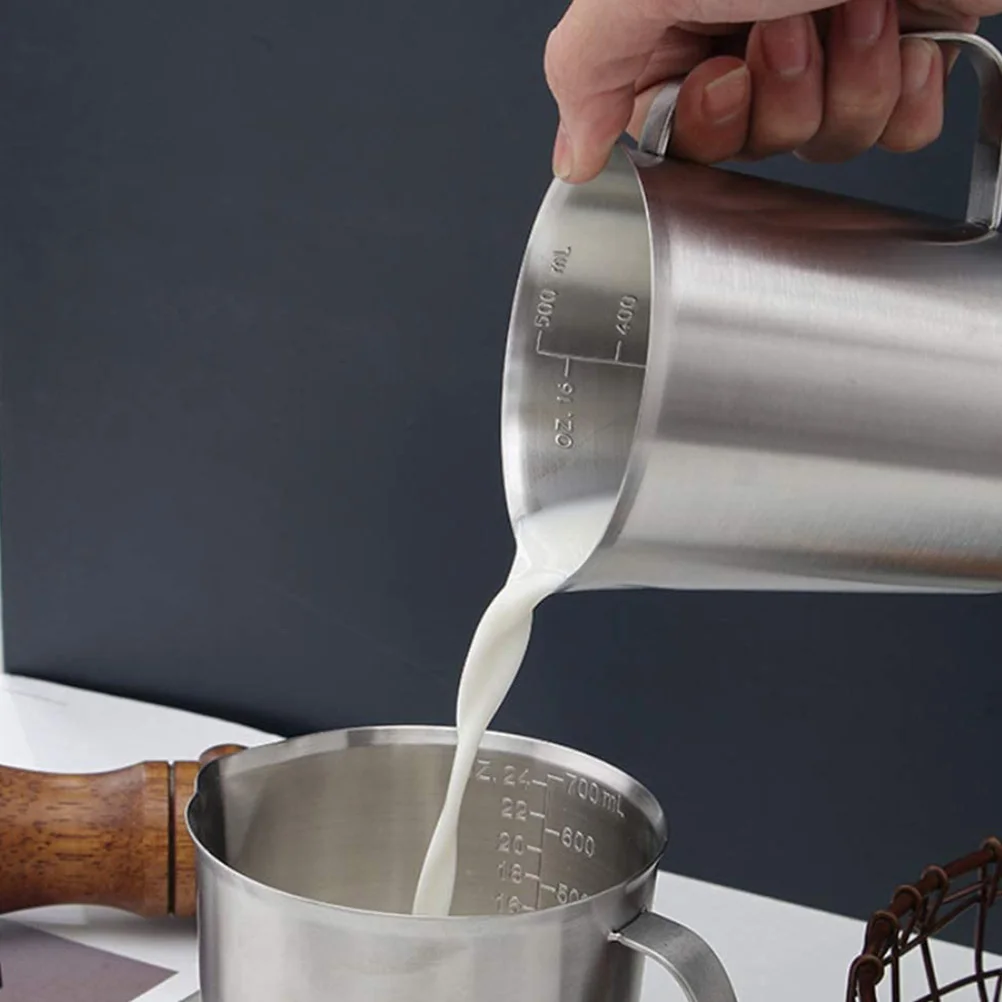 

Stainless Steel Measuring Cup Coffee Latte Milk Scale Cups Kitchen Graduated Versatile Easy Read No Leakage Smooth Body Sturdy