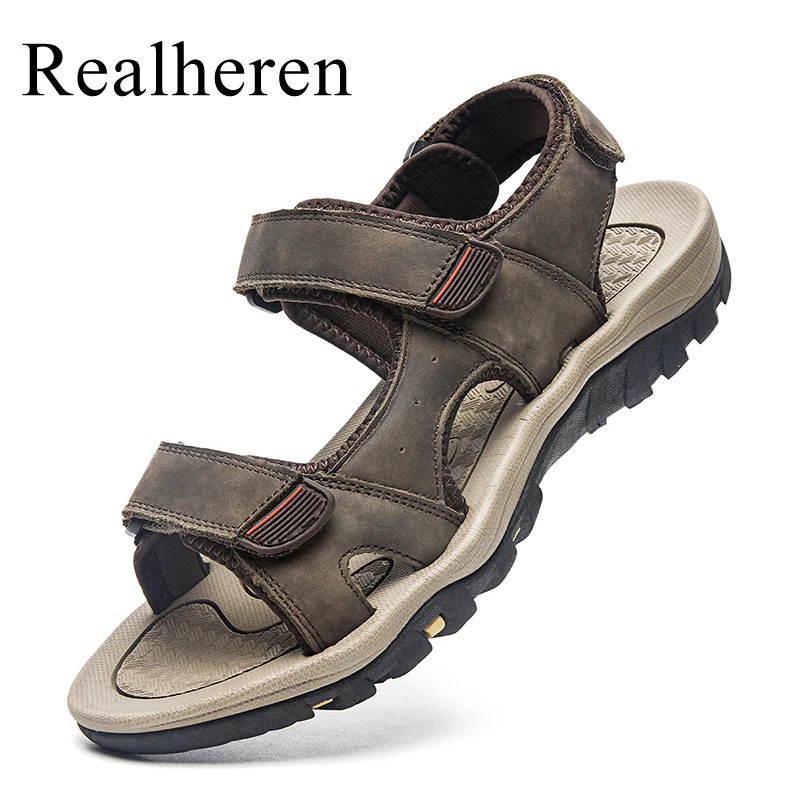 Genuine Leather Sandals For Men Outdoor Shoes Summer Beach Sandalias Hombre Verano Sandale Homme Big Size 47 48