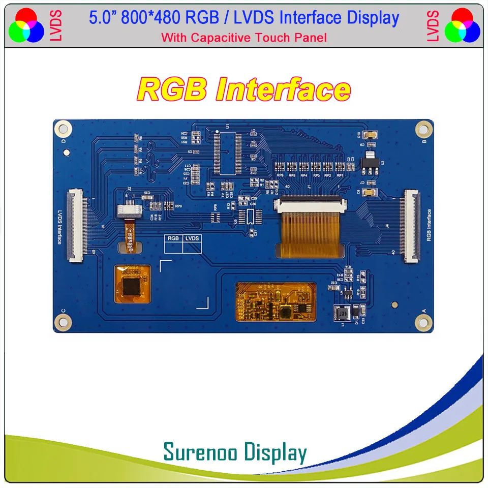 5" 5.0" inch 800*480 40P/0.5 RGB LVDS TFT LCD Module Display Screen Capacitive Touch Panel Compatible Alientek STM32 Board
