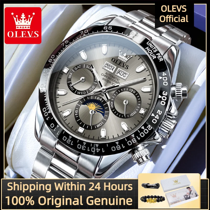 

OLEVS Men's Automatic Mechanical Wristwatch Waterproof and Luminous Stainless Steel Strap Top Original Luxury Brand Men's Watch