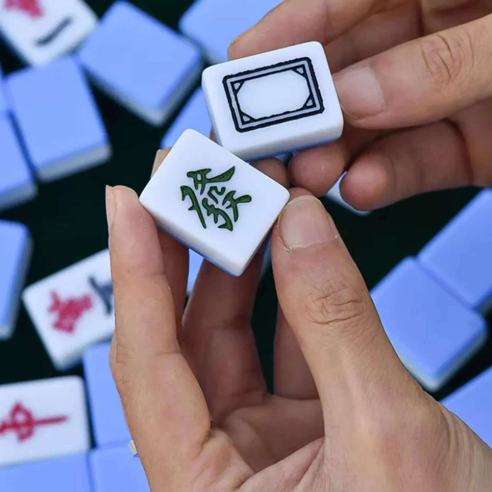 Portable Mahjong Table Set Lightweight Portable Chinese Mahjong Set Small Tile Game Engraved Characters Clear Markings