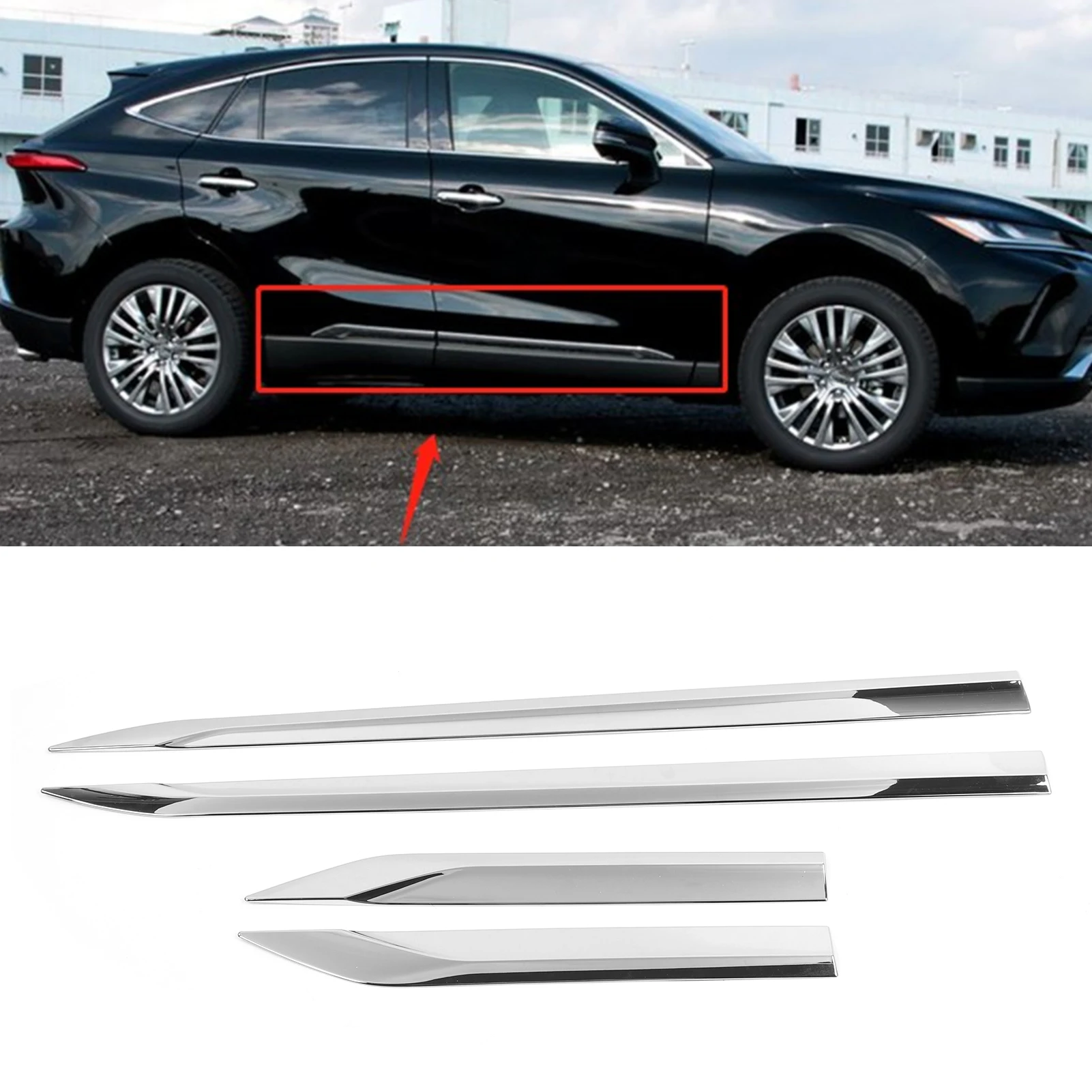 

Боковые молдинги кузова двери автомобиля, молдинги кузова боковой двери автомобиля, накладка из АБС-пластика, подходит для Harrier Venza XU80 2020 2021