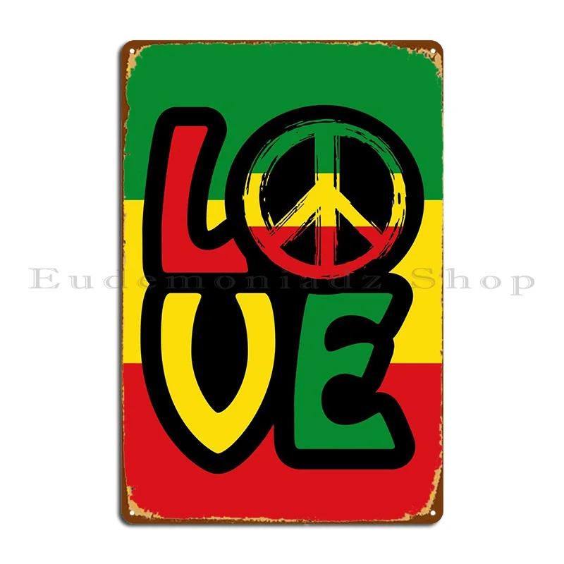 Love Reggae Peace Symbol Metal Plaque Garage Pub Club Cinema Custom Tin Sign Poster