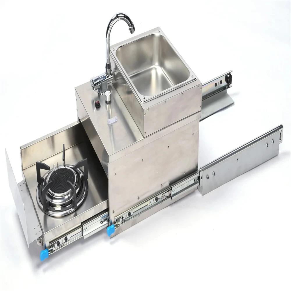 Stainless Steel Pull Type Gas Stove With Sink 480*400*315mm Caravan RV GR-C006  boating accessories