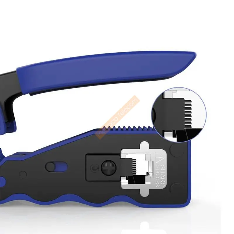 RJ45 8P Pass Through Crimping Tool- All-in-One Ethernet Wire Manager For Cat5 Cat5e Cat6 Cat6a Ethernet Cable Crimper Tool 1pc