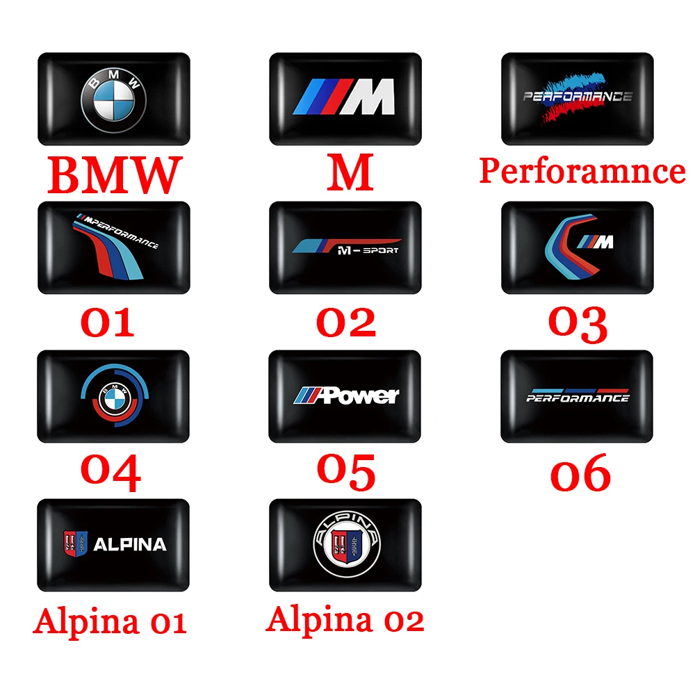 10PCS Car Interior Button Stickers Interior Decals For Bmw M Perfromance M-Power Sport Alpina X4 X5 E46 E90 F20 E60 Accessories