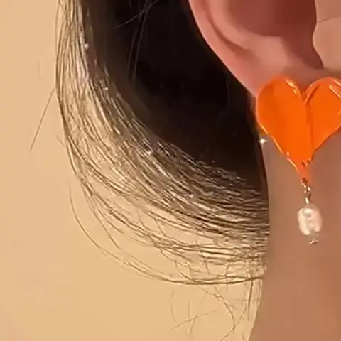 French Retro Oil Painting Colorful Asymmetrical Pearl Drop Earrings For Women Girls Unique Fashion Romantic Jewelry Gift