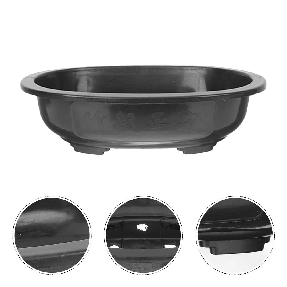 

3 Pcs Large Plastic Flower Pot Oval Bonsai Planter Tree Pot with Drainage for Indoor Plants Garden Hotel Balcony