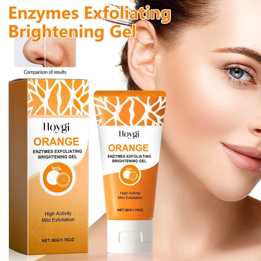 US Stock Enzyme Exfoliating Brightening Gel Orange Peel Gentle Blackhead Remover Face Scrub Deep Pore Cleansing Peeling Gel Skin Smooth Brightening Facial Exfoliator with Vitamin C Niacinamide Fast Delivery