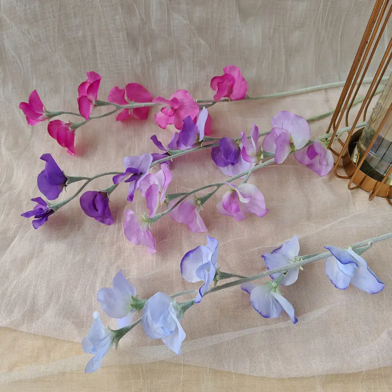 

5Pcs/lot Artificial Silk Pea Flower Branch Wedding Background Flower Arrangement Row Party Home Decoration Arrcessories Floral