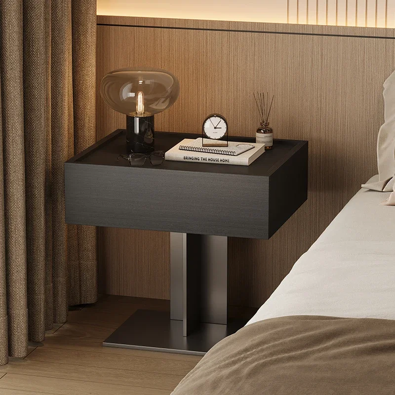 #Luxury Italian Style Floating Nightstand, Black Vintage Storage Cabinet for Bedroom, Small Bedside Organizer