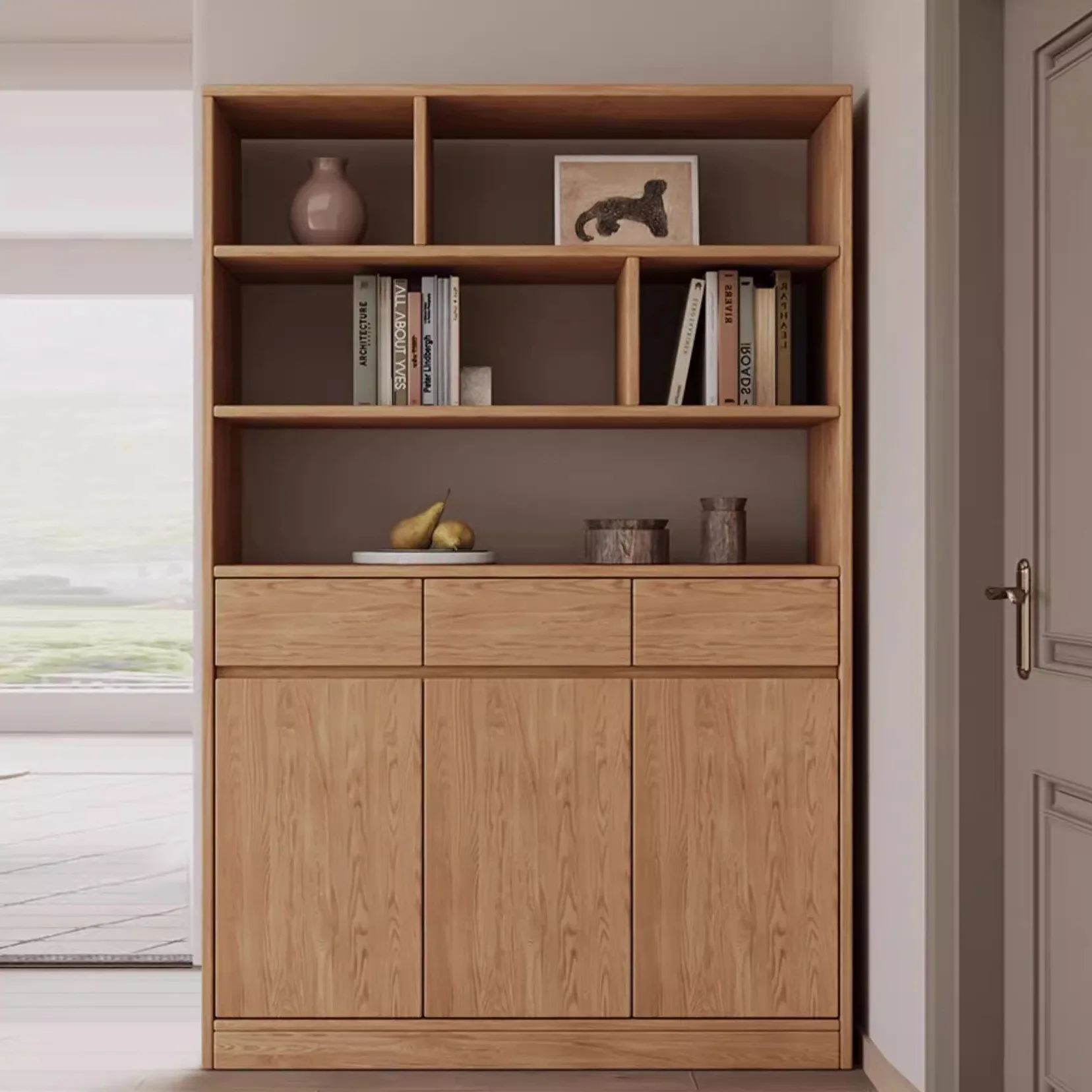 Solid wood shoe cabinet household door entrance door entrance cabinet integrated free installation storage cabinet storage cabin