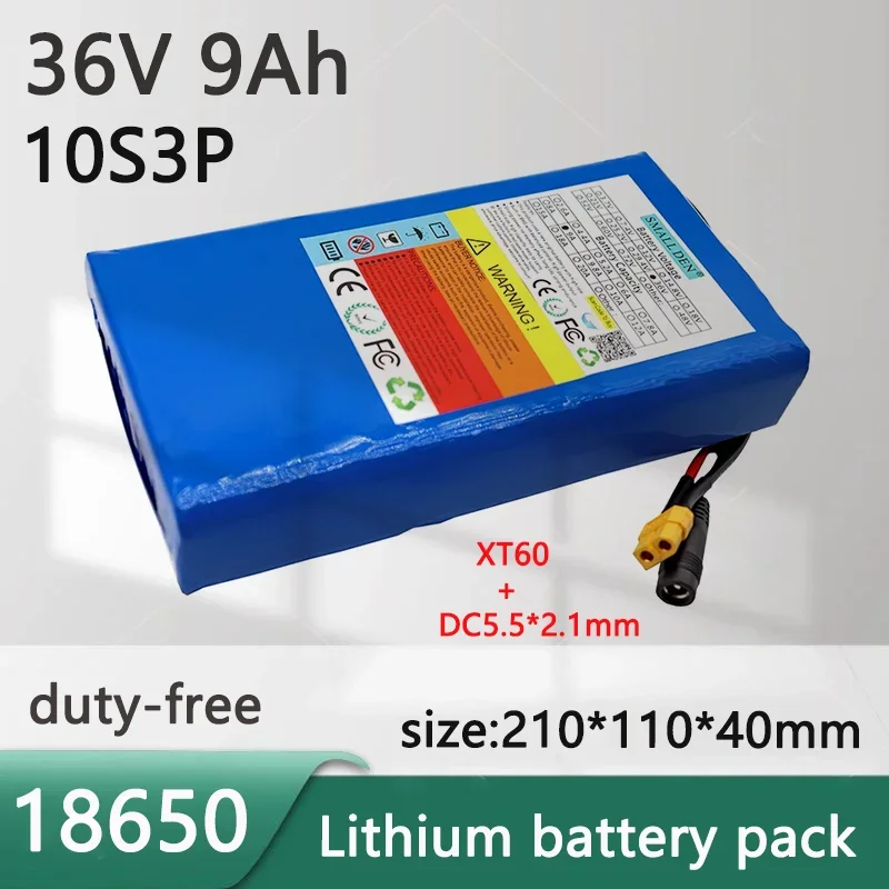 

36V 9Ah 18650 lithium battery pack 10S3P 9000mAh 500W high-power portable battery