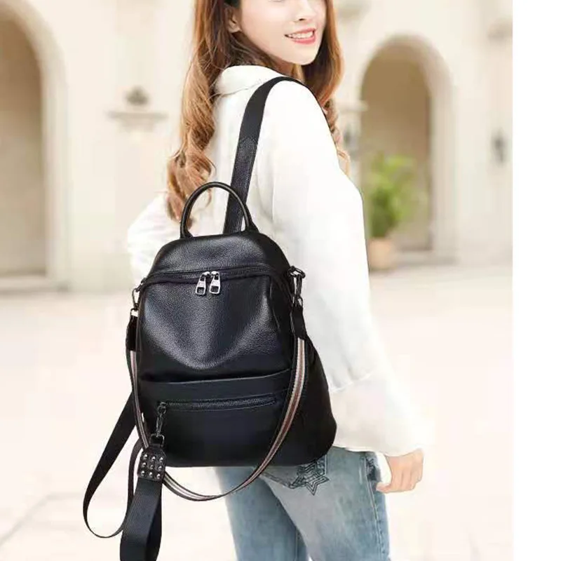 Leather women's bag 2024 new first layer cowhide backpack casual all-in-one large capacity women's backpack fashion travel bag