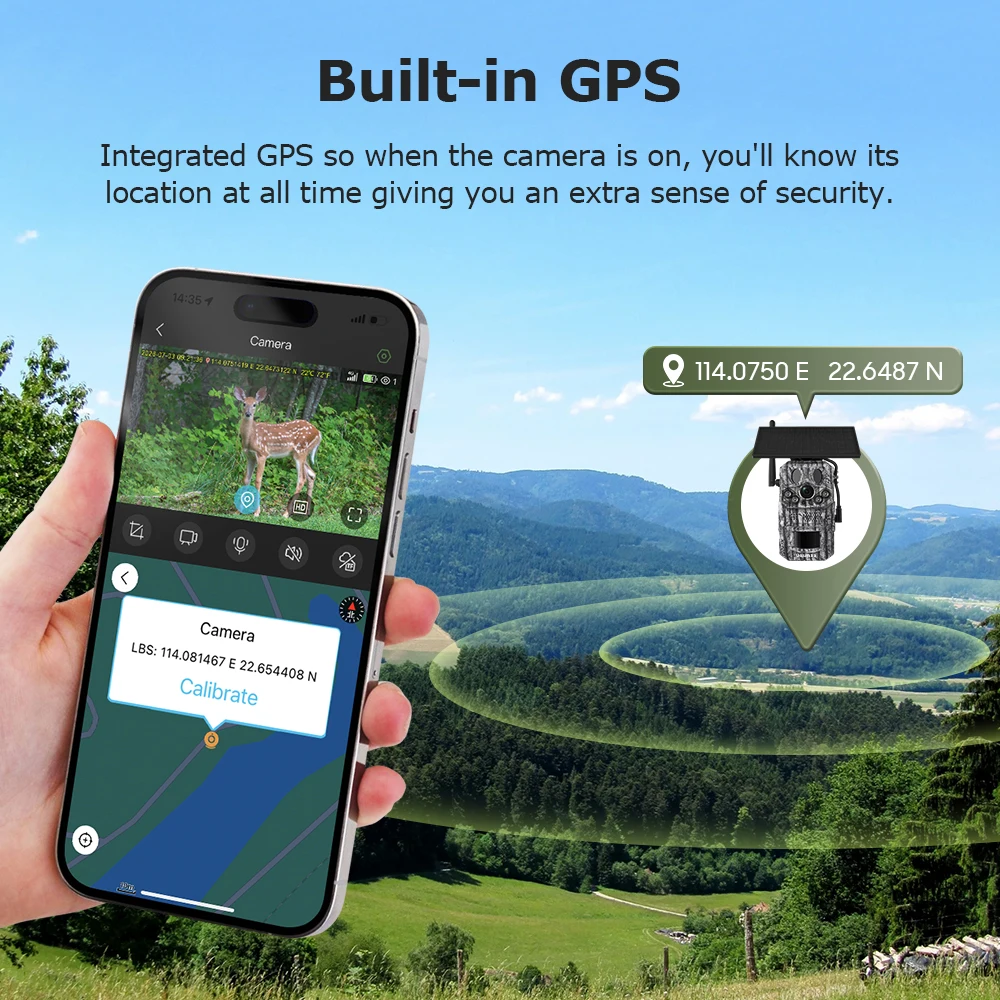 SHIWOJIA 12MP 4G Solar Hunting Trail Camera GPS 20M PIR Motion Detection Night Vision IP66 Battery Wildlife Solar Camera Outdoor