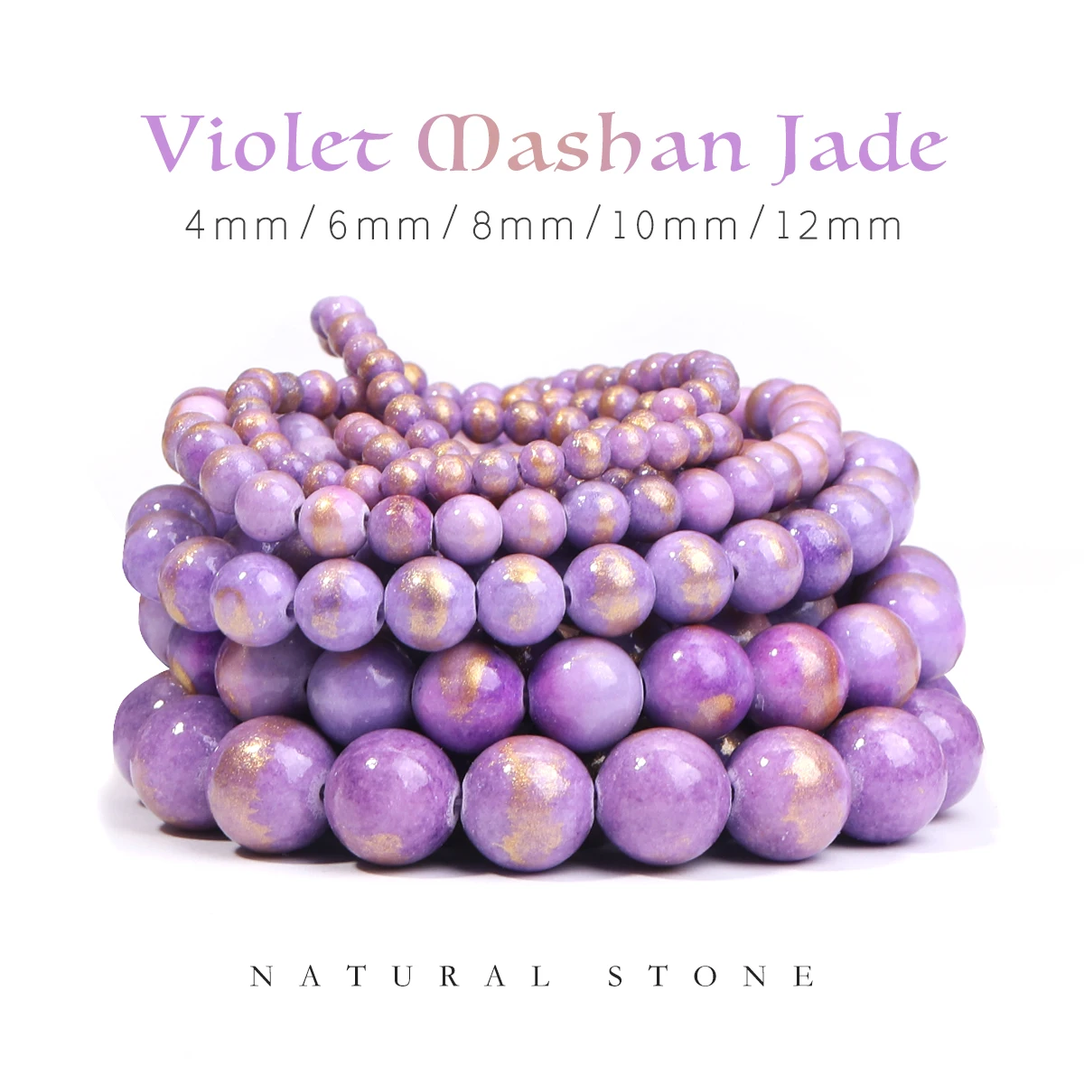 مهشان اليشم الذهب الضوء الأرجواني حبة حجر ثقب كبير 1.6-1.8 مللي متر سوار ذاتي الصنع إكسسوارات 4/6/8/10/12 مللي متر بالجملة دروبشيبينغ #1