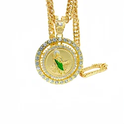 Men's Hip Hop Punk Style Rotatable St. Jude San Judas Pendant Necklace