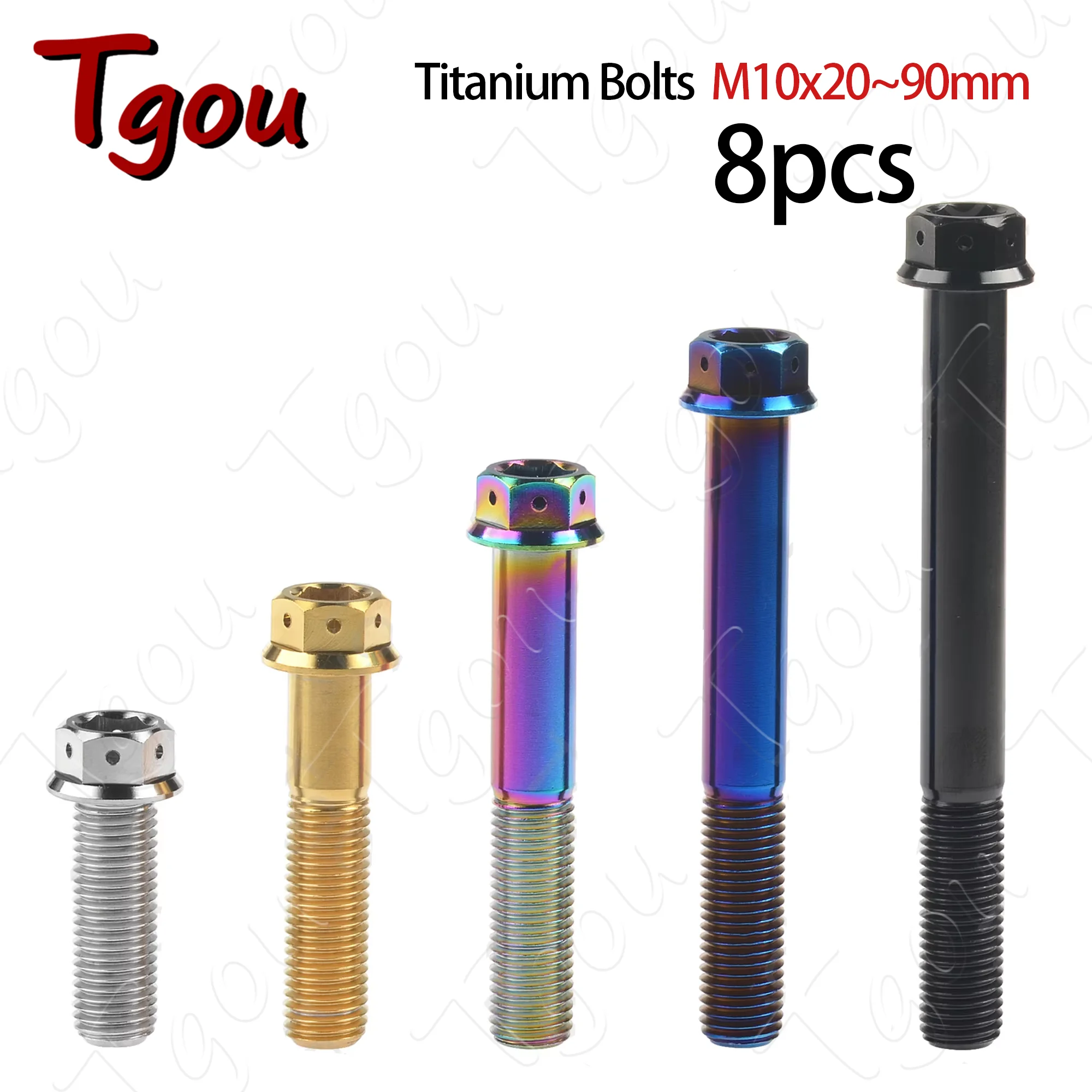 

Титановый болт Tgou M10x20 ~ 90 мм, шаг 1,25/1,5 мм, фланец, внутренние внешние шестигранные винты для дискового тормоза мотоцикла, 8 шт.