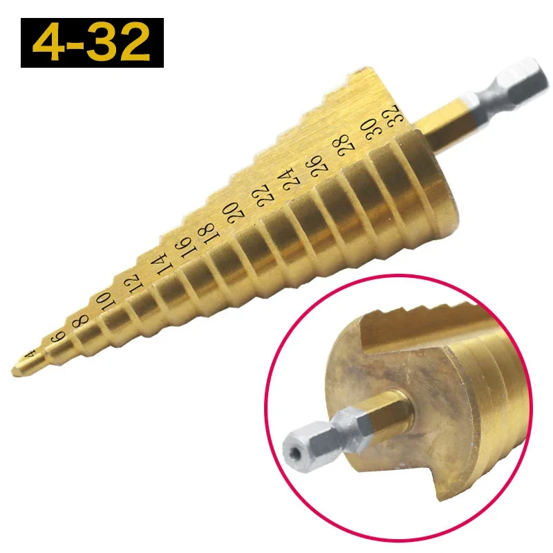 HSS4241Titanium Step Twist Drill 4-12mm 4-20mm 4-32mm Step Cone Cutt Tools Metal Drill Bit Set for Iron Wood Working