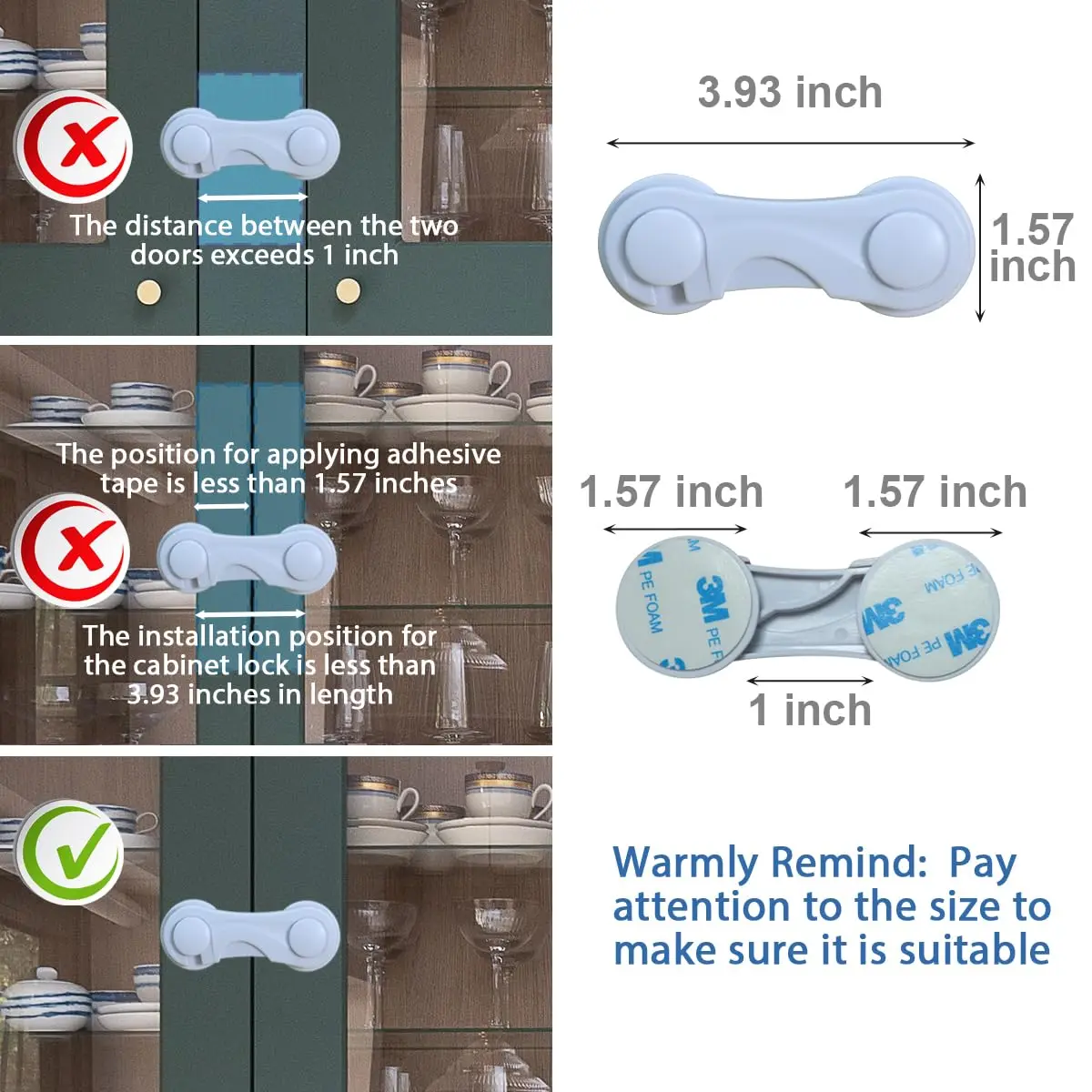 Cabinet Door Locks for Baby Proofing and Child Safety, Childproof Cabinet Locks with Adhesive for Drawer Cupboards Fridge Closet
