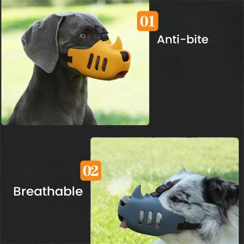 Silicone Anti Bite Muzzle Top Fanny Cute Rhinoceros Mouth Guard Training Tool for Long Nose Small Medium Large Dog Accessories