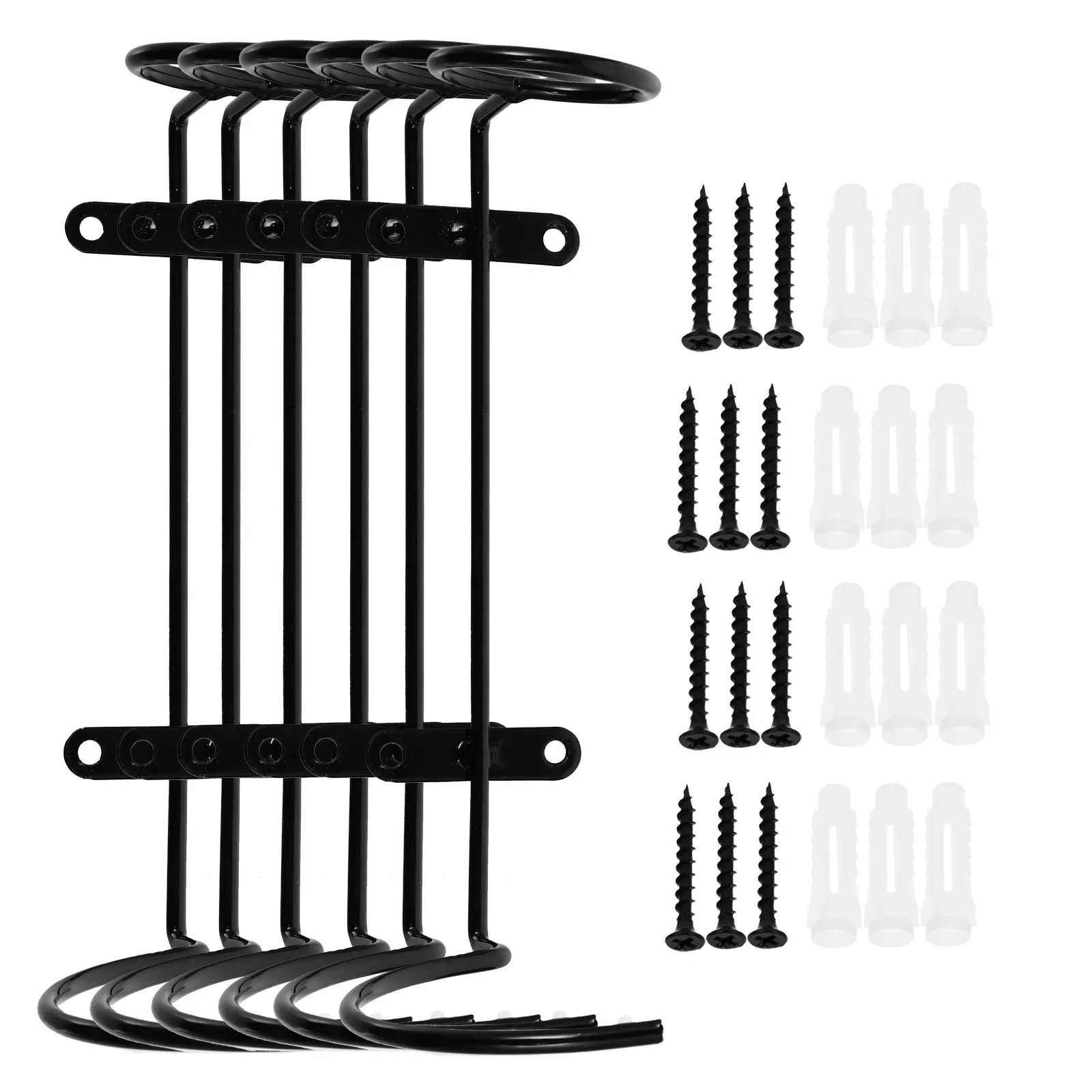 6Pcs Iron Wine Racks Wall-Mounted Single-Bottle Holder Black Spiral Design Decorative Wine Bottle Stand Iron Art Rack