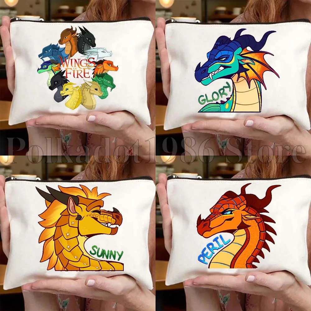 Cute Cartoon Dragons Wings of Fire Fan Gifts Canvas Bag Travel Cosmetic Bag Women Makeup Case Fashion Toiletry Storage Bags