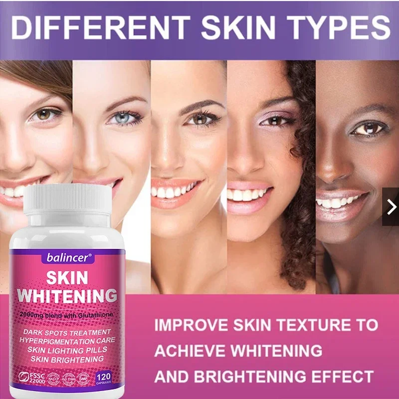 Glutathione Whitening - 120 Tablets 2000mg Effective Skin Whitening Supplement, Dark Spots, Pigmentation Anti-Aging Antioxidant