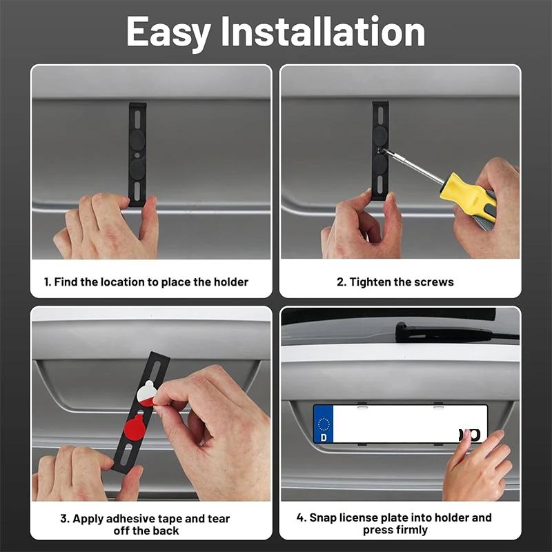4 قطعة إطار لوحة ترخيص بدون إطار مقاوم للطقس إطار علامة السيارة لعلامات السيارة الأمامية والخلفية حامل لوحة ترخيص بدون إطار