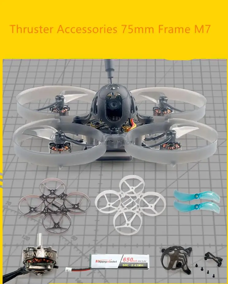 Boegschroef Accessoires 75Mm Frame M7 Motor Indoor 1S Batterij Set Cowl Propeller Thruster Fpv Model Vliegtuig Speelgoed Accessoires Hobby