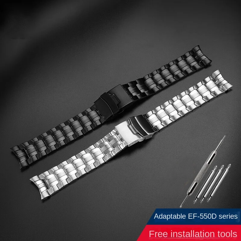 For Casio EF-550 EDIFICE Series EF-550D/PB EF-523 5147 Stainless Steel Watchband Waterproof Silicone Rubber Watch Strap Bracelet