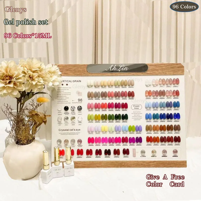 Glenys 96 color Irene nail polish glue advanced semi permanent immersion gel nail salon special UV LED nail art varnish set