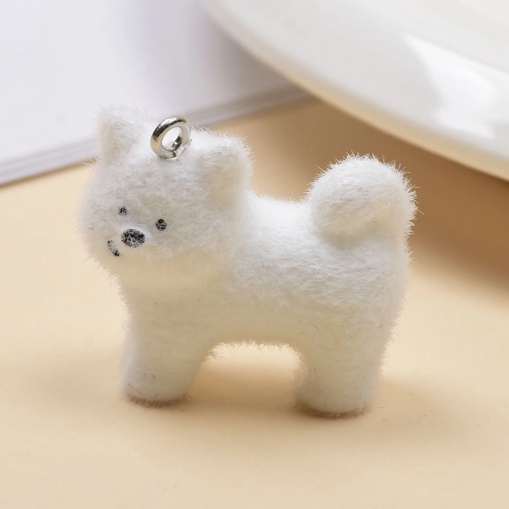 30pcs cute Little Bear Charms 3D Flocked resin animal Pendant for Necklace Keyrings DIY Crafts Jewelry Make Material