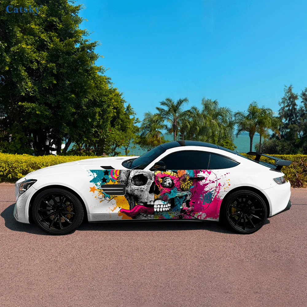 

Skeleton Tongue Colorful Ink Car Vinyl Wraps Decal Self-adhesive PVC Sticker Suitable for Trucks SUV Decor Auto Accessories Gift
