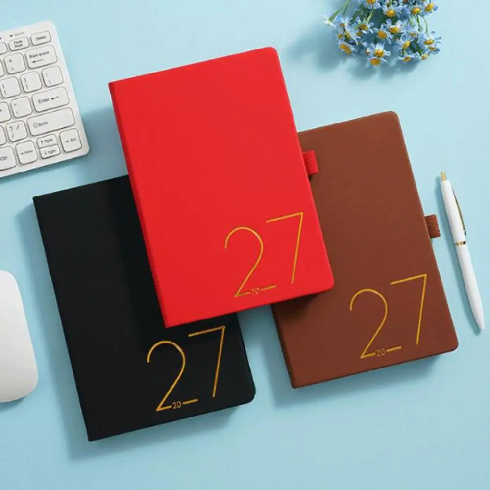 English 2027 Schedule Planner Notepad 12 Months Wear-resistant To-do List Notebook Efficiency Leather Cover Diary Writing Pads - view 2