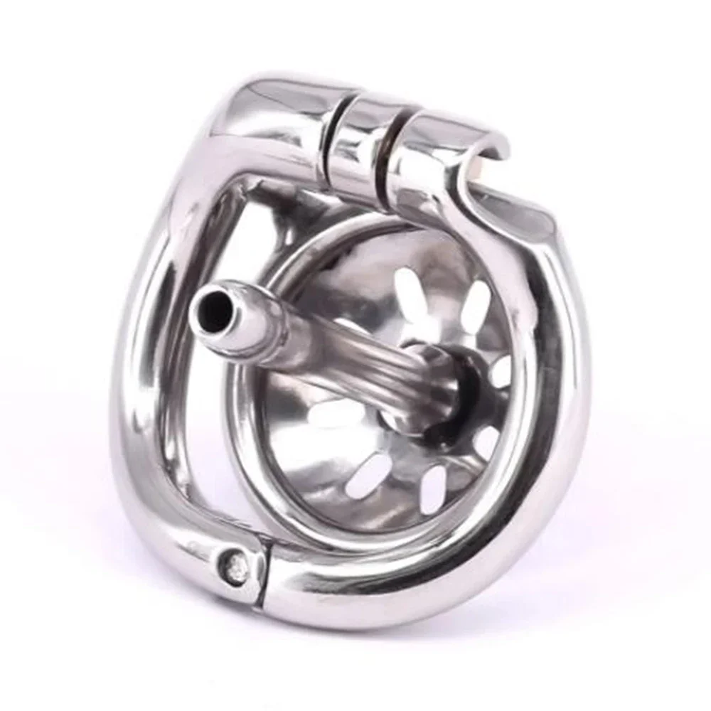 Super Small Stainless Steel Male Chastity Devices Cock Cage With Catheter Penis Lock Cock Ring Sex Toys For Men Chastity Belt