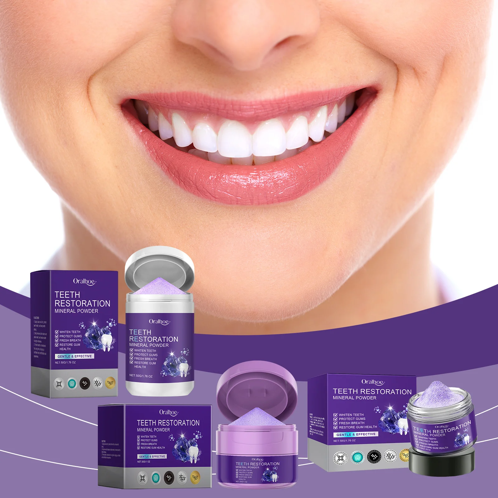 

Whitening Purple Toothpaste Dental Color Corrector Remove Tartar Plaque Repair Gum Cleaning Bad Breath Tooth Brightening Powder