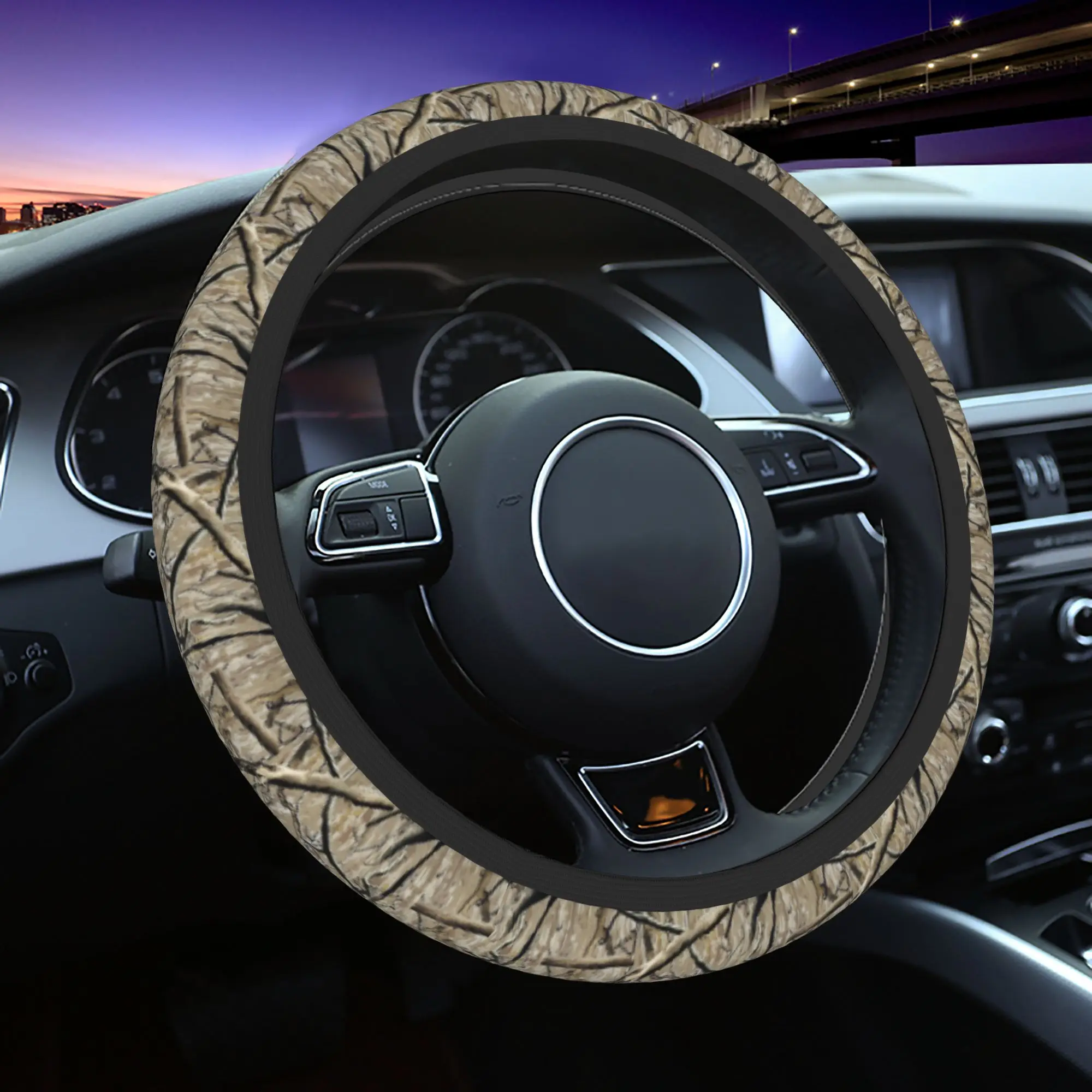 Hunting Camouflage Real Tree Car Steering Wheel Cover 37-38 Elastic  Auto Steering Wheel Protector Colorful Car Accessories