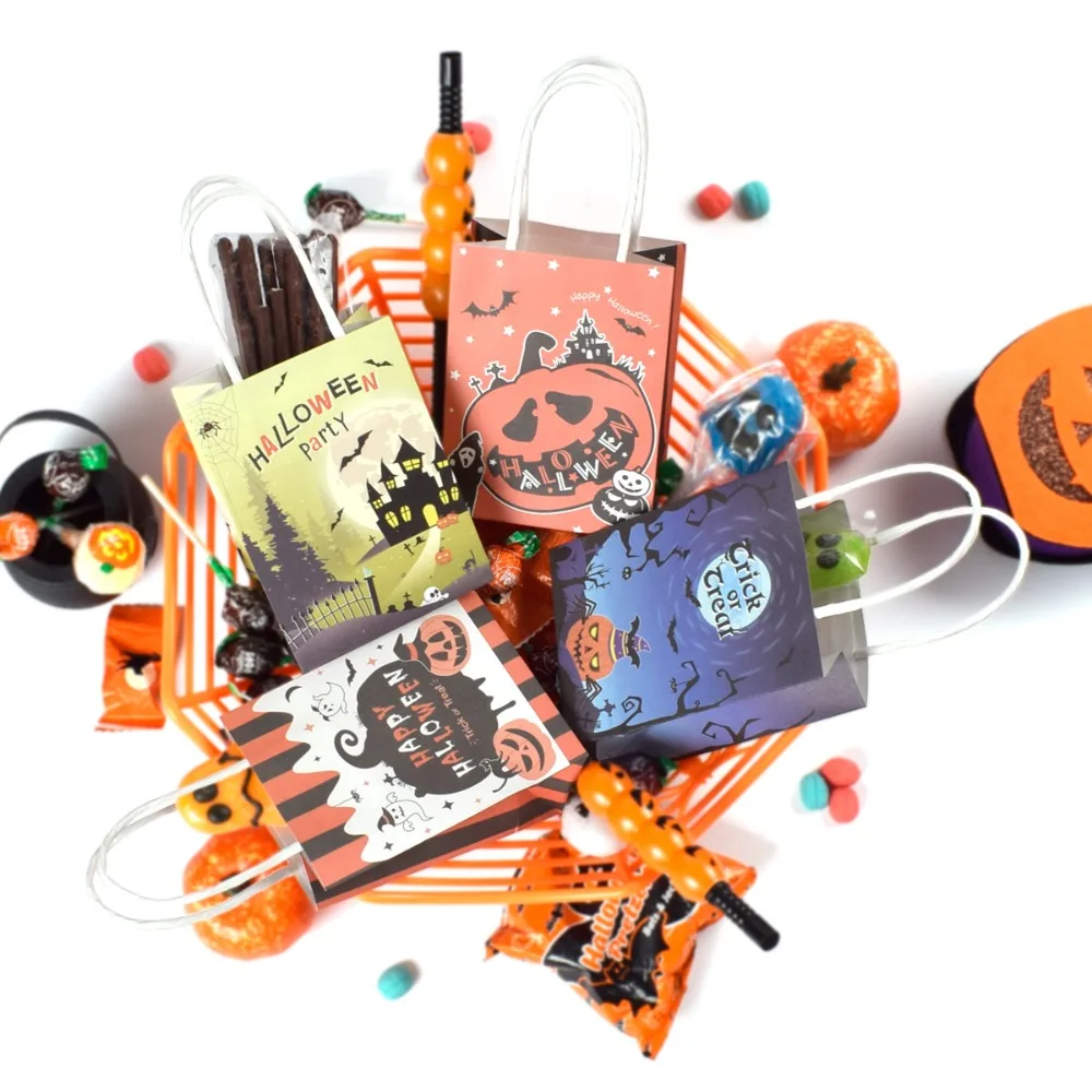 10szt Halloween Candy Paper Bag Mini Colorful Halloween Theme Party Favor Cookies Chocolate Mini Paper Bag