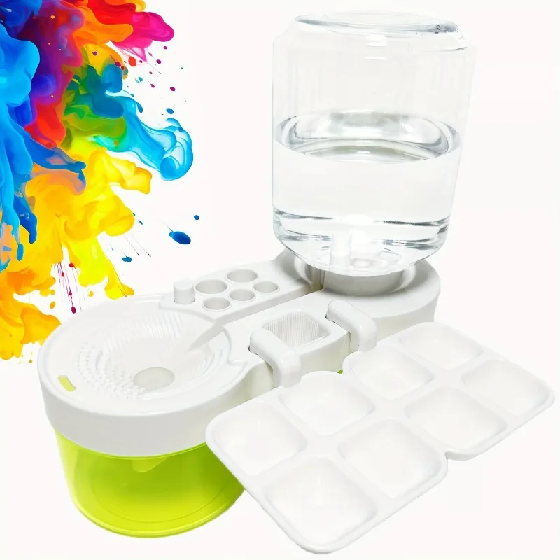 Paint Brush Cleaner with Paint Tray and Brush Holder Water Circulation Rinsing Tool for Watercolor Oil Acrylic Beginner Artist