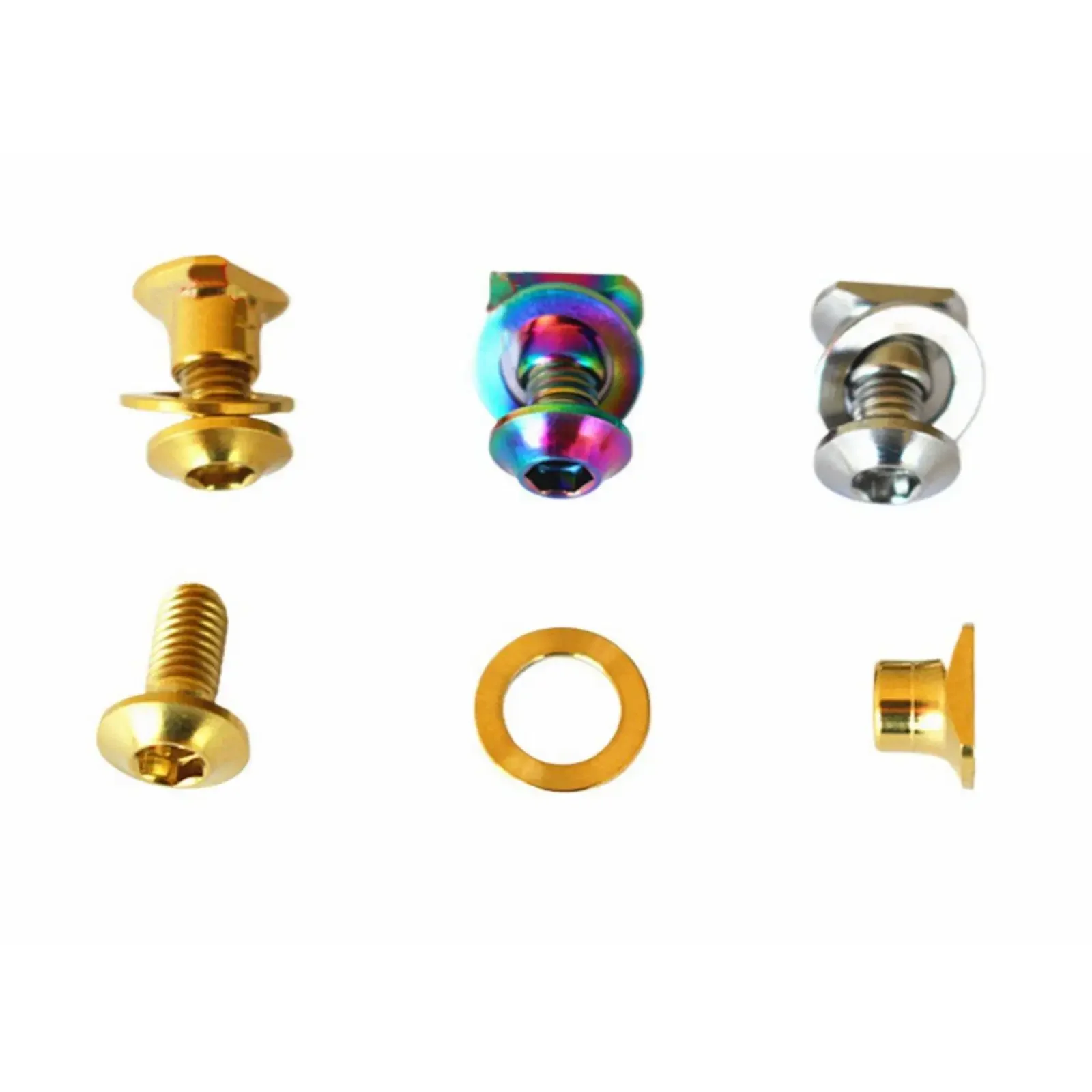 Screw+Nut+ Washer M4x5mm Ti/Golden/Rainbow GR5 Titanium Bike Caliper Brake