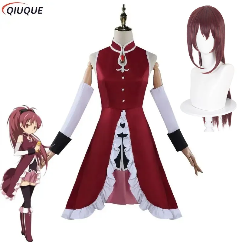 

Sakura Kyouko Cosplay Puella Magi Madoka Magica Cosplay Costume Wig Women Halloween Party Role Play Dress Combat Uniform