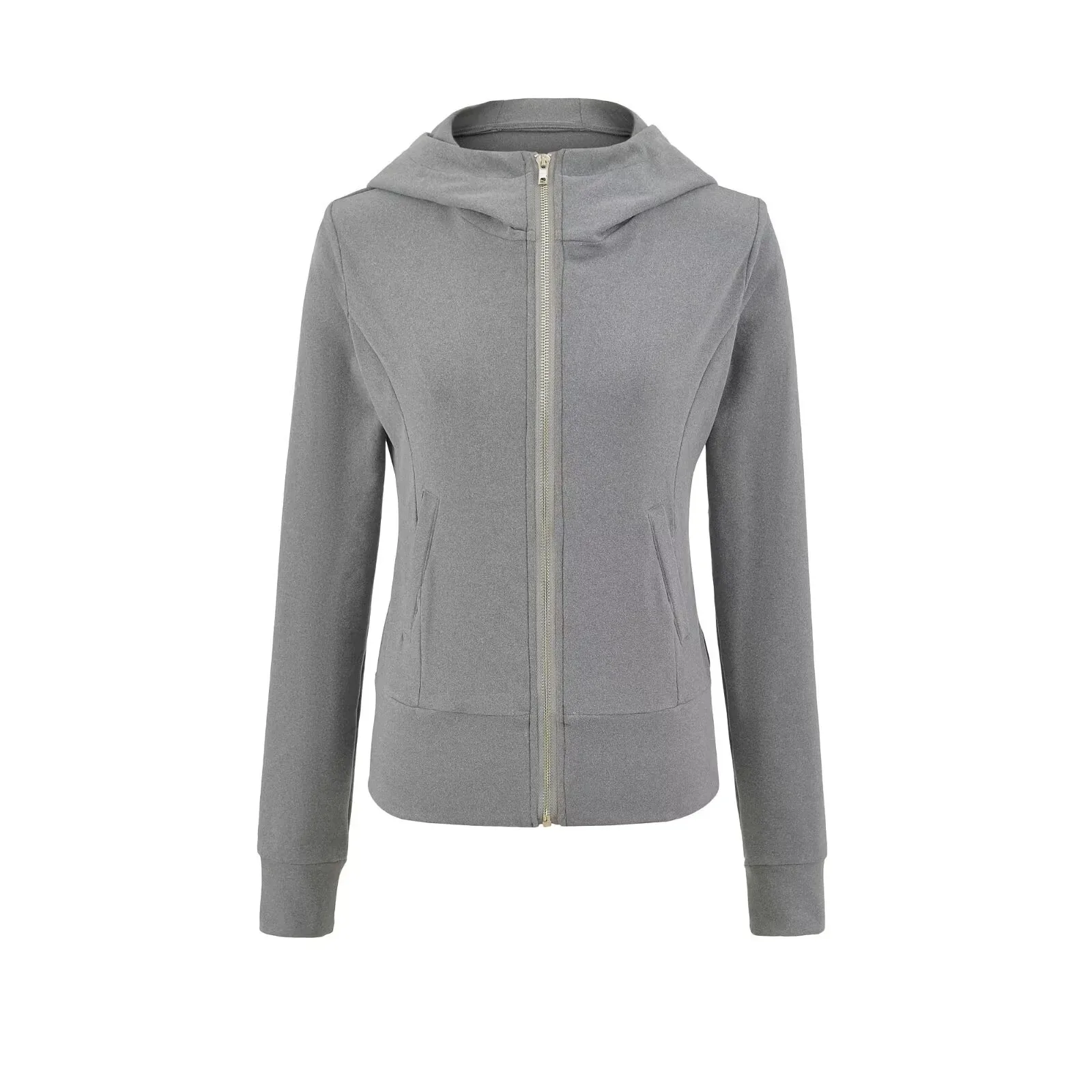 

American Fashion Style Sports Hoodie For Women Slim Fit High Elastic Waist Short Solid Color Zipper Cardigan Jacket Elegant IG6N